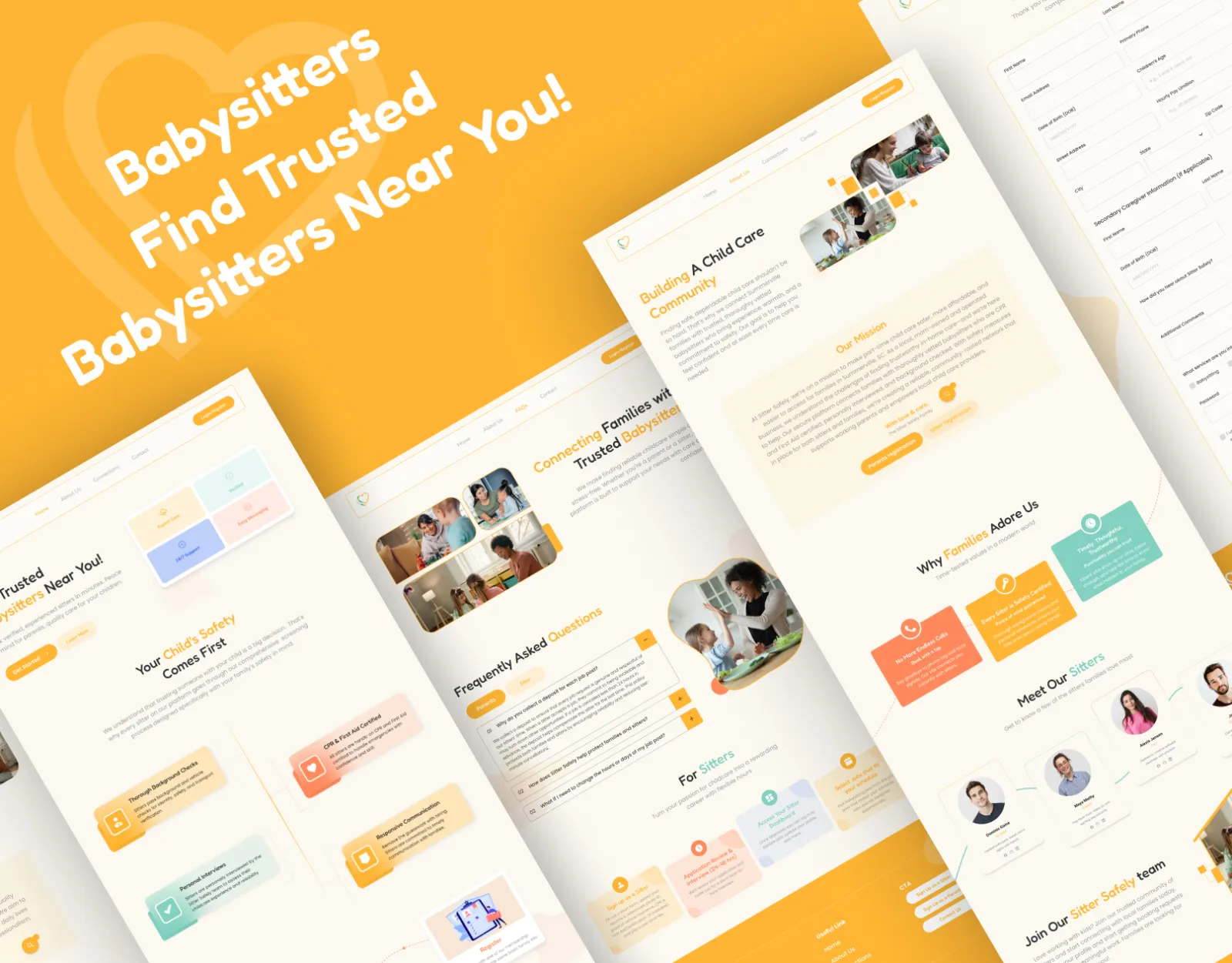 Babysitters website pages for finding trusted local sitters